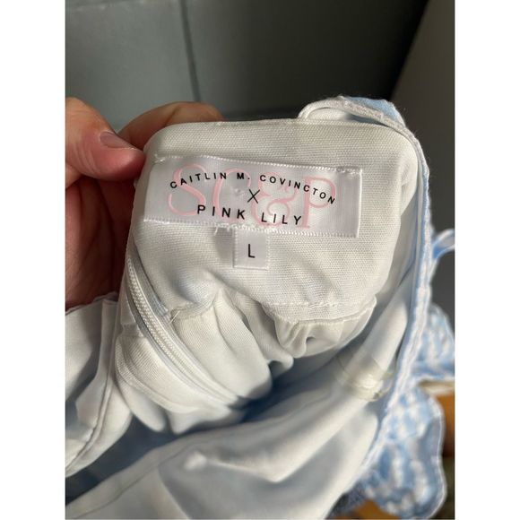 Pink Lily x Caitlin M. Covington Blue and White Striped Sundress size L - Picture 4 of 4